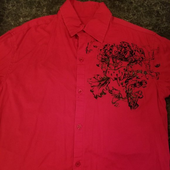 Medium 3/4 sleeve graphic button down shirt - Picture 1 of 4